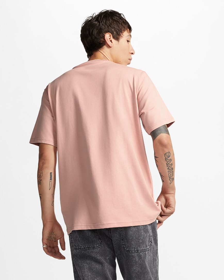 Men's Converse Go-To Embroidered Star Chevron Standard Fit T-Shirts Pink | AU 50CE1D